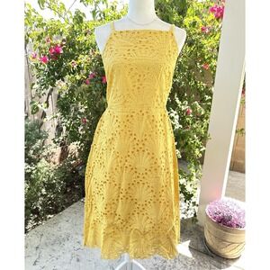Andie Swim The Roatan Dress Women's Size XL Eyelet Cutout Back Yellow Beachy NWT